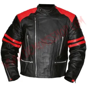 Chaqueta Old School de Cuero Roja