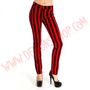 Pantalon Elastico Pitillo Rayas Gruesas Rojo