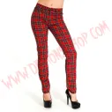 Pantalon Elastico Pitillo Tartan Rojo