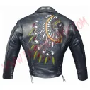 Chaqueta de Cuero Cruzada Indian