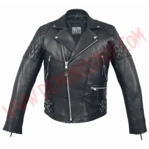 Chaqueta de Cuero Cruzada Rombos