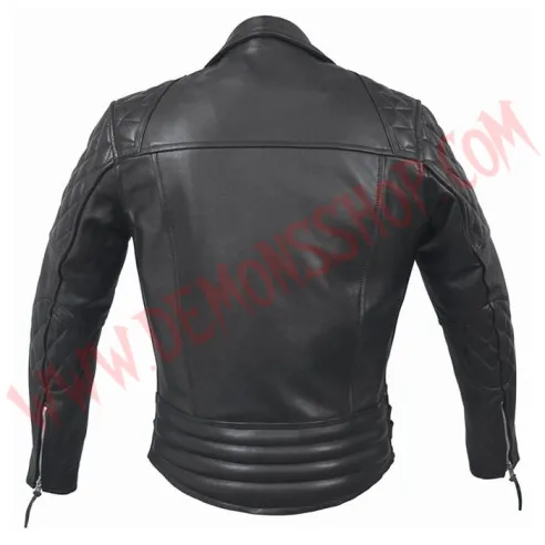 Chaqueta de Cuero Cruzada Rombos