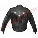 Chaqueta de Cuero Cruzada Flecos