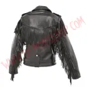 Chaqueta Mujer de Cuero Cruzada Flecos
