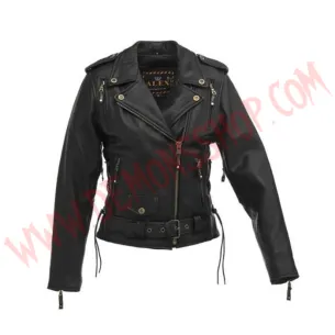 Chaqueta Mujer de Cuero Cruzada Motera
