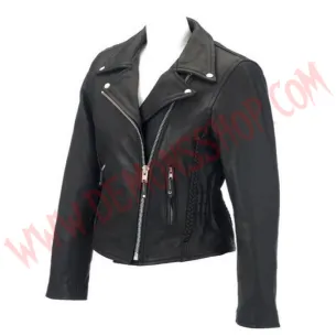 Chaqueta Mujer de Cuero Cruzada Trenzada