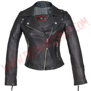 Chaqueta Mujer de Cuero Cruzada Corchetes