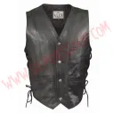 Chaleco de Cuero Liso Negro con Cordones