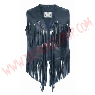 Chaleco Mujer de Cuero Flecos