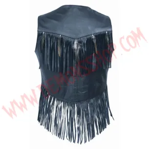 Chaleco Mujer de Cuero Flecos 2