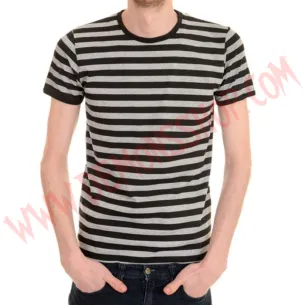 Camiseta MC Rayas Gris y Negras
