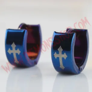 Pendientes Cross Gothic Azul