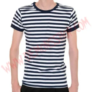 Camiseta MC Rayas Azul marino y Blanco