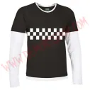 Camiseta ML SKA Damero (Negra manga Blanca)