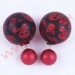 Pendientes Pearl Skull Rojo