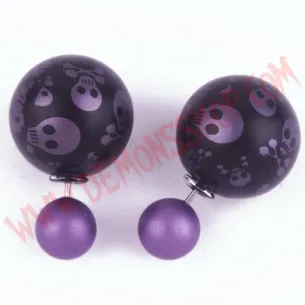 Pendientes Pearl Skull Morado