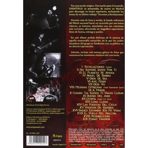 DVD Saratoga - Revelaciones De Una Noche