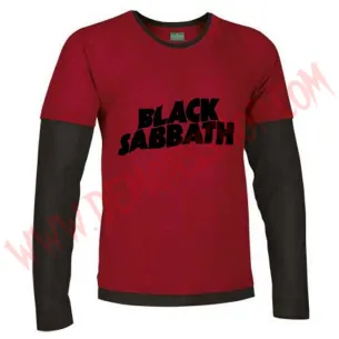 Camiseta ML Black Sabbath (Roja Manga Negra)
