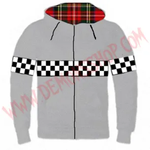 Sudadera Cremallera Ska Damero Gris