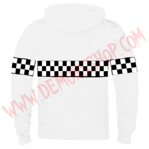 Sudadera Cremallera Ska Damero Blanca