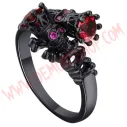 Anillo Crystal Skull Rojo
