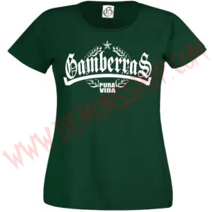 Camiseta MC Chica Gamberras Pura vida laureles (Verde)
