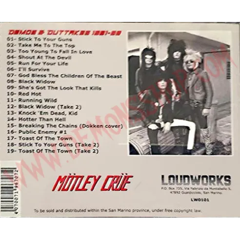CD Mötley Crüe ‎– Demos & Outtakes 1981-82