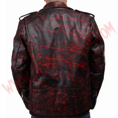Chaqueta Clasica de Cuero red blood splatter