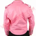 Chaqueta Mujer Clasica de Cuero Rosa