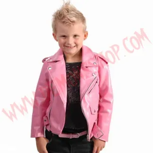 Chaqueta Clasica de Cuero Vegan Rosa Niños
