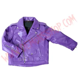 Chaqueta Clasica de Cuero Vegan Morado Niños