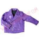 Chaqueta Clasica de Cuero Vegan Morado Niños