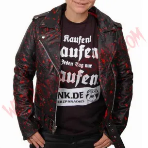 Chaqueta Mujer Clasica de Cuero red blood splatter