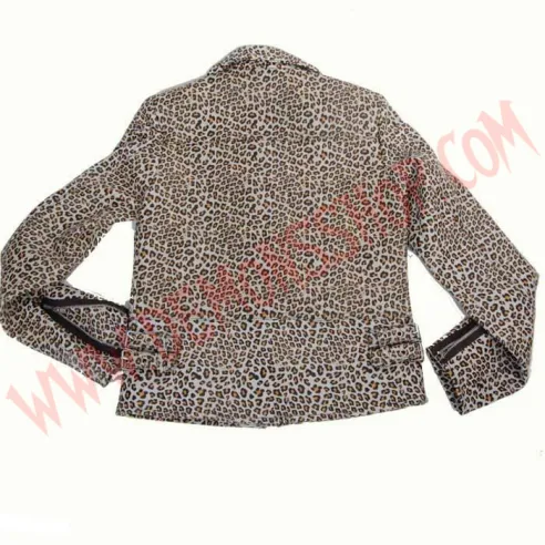 Chaqueta Mujer Clasica de Cuero Leo printed