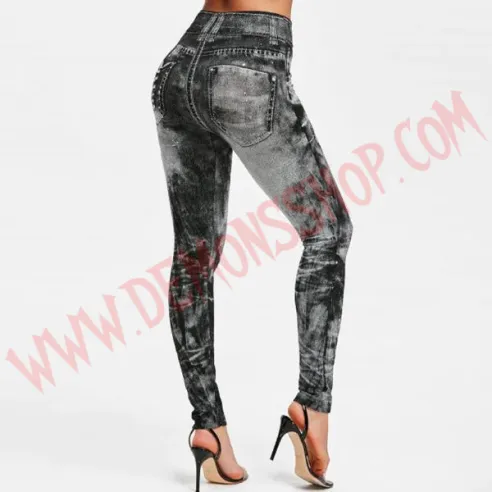 Leggings Vaquero Desgastado negro