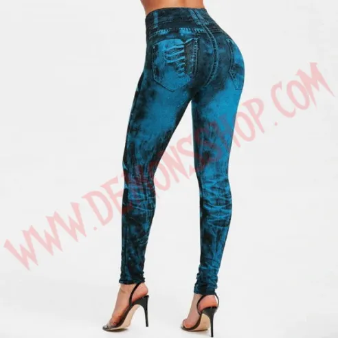 Leggings Vaquero Desgastado azul