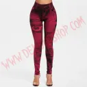 Leggings Vaquero Desgastado rojo