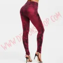 Leggings Vaquero Desgastado rojo