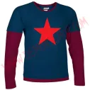Camiseta ML Estrella Roja (Azul manga Granate) - Manga Larga - 