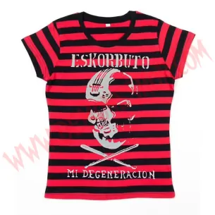 Camiseta Chica MC Eskorbuto (Rayas Roja)