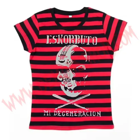 Camiseta Chica MC Eskorbuto (Rayas Roja)