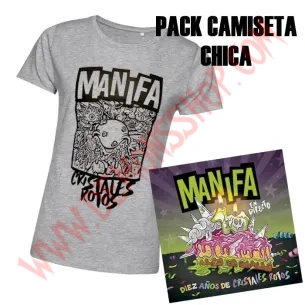 Pack Camiseta Chica + Single Manifa - Diez años de Cristales Rotos