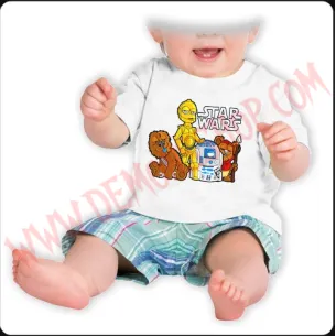Camiseta Bebe Blanca MC Star Wars