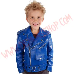 Chaqueta Clasica de Cuero Vegan Azul Niños